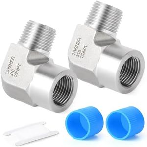 TAISHER 2PCS 316L Stainless Steel 90 Degree Barstock Street Elbow, 1/2" NPT Male to 1/2" NPT Female 316L Stainless Pipe Fitting