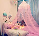 Mosquito Mesh Net Bed Canopy Curtains Hanging Dome Princess Bed Lace Canopy Netting for Baby Kids Girls Adults Fly Insect Protection Mosquito Net Bedroom Decoration for Indoor Outdoor Camping Baby Crib Hammock(Pink)