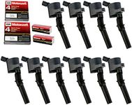 MAS Set of 10 Ignition Coils Pack DG508+Motorcraft Spark Plugs SP479 Compatible with Ford E350 E450 F250 F350 F450 F550 Econoline Super Duty F53 6.8L V10 DG457 DG472 DG491 3W7Z-12029-AA