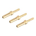 TA-VIGOR 3Pcs Straight Brass Barb Fitting Reducer, 6mm to 4mm Brass Reducer Fittings Straight Connector for Water Gas Oil Boat Air Pipe