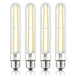 NOVELUX 7.3 Inch E26 Led Bulb 60 Watt Dimmable, 3000K Warm White Edison Bulbs, 6W Tubular T10 Long Clear Glass Light Bulb for Rustic Pendant,Industrial Pipe,Wall Sconces,Chandeliers(4 Pack)