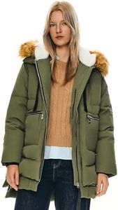 Orolay Women's Thickened Down Jacket Winter Hooded Coat with Faux Fur Trim Green 3X
