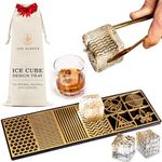 Clear Ice Cube Maker Design Tray - Craft Modern Ice Molds for Bourbon & Cocktails in 5 Seconds - Whiskey Ice Mold Ice Cube Stamp – Bartender Accessories - Clear Ice Cocktails by Ash Harbor (Patterns)