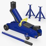 WilTec XPOtool Car Jack + 2 Chassis Stands up to 2t Lifting Force Stable Stands Foldable Adjustable Working Height