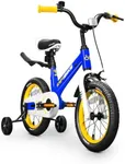 SereneLife Kids Bike with Training Wheels - 14” Toddlers Bicycle w/Adjustable Seat Height, Alloy Steel Frame, Dual Brake System, Full Chain Guard, Reflector, Bell, Kickstand, for 3-5 Yrs Old (Blue)