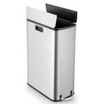 GiantexUK 46L Pedal Bin, Stainless Steel Rubbish Bin with Removable Inner Bucket, Soft Closure Butterfly Lid & Handle, Slim Recycle Trash Can Dustbin for Home Kitchen Dining Living Room Office