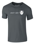 Brand88 Ctrl + Alt + Del, Adults T-Shirt - Charcoal/White 2XL