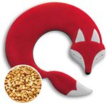 Leschi Wheat Bag microwavable, unscented/Heat Pack for Neck and Shoulders/Animal: Fox Noah, red