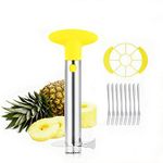 OITUGG Pineapple Cutter Slicer and Corer: [3-in-1] Stainless Steel Pineapple Cutter for Pineapple Corer & Pineapple peels & Pineapple Slices - with 8 Pcs Fruit Forks [Reinforced: Thicker Sharp Blade]