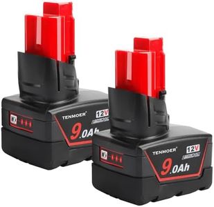 TENMOER 2 Pack 9.0Ah Compatible with Milwaukee 12V Battery Replacement for Milwaukee 12Volt Batteries 48-11-2460