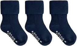 The Little Sock Company Stay on Baby Grip Socks - Unisex 3 Pack in Plain Navy (6-12 Months) for Infant Toddler Kids | Boys Girls | Non Slip/Anti-Skid