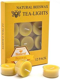 Natural Yellow Beeswax Tealight Candles - 12pcs - Organic Candle Natural Scent Smokeless Clean Burning