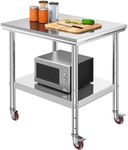 YITAHOME NSF Stainless Steel Table with Wheels, 30" X 24" Work Table with Adjustable Undershelf, Metal Prep Table for Home, Kitchen, Restaurant, Garage, Warehouse, Outdoor