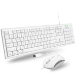 Macally Full Size USB Wired Keyboard & Mouse Combo for Mac Mini Pro, iMac Desktop Computer, MacBook Pro Air Laptops - Mac Compatible Apple Shortcuts, Extended with Number Keypad, Rubber Dome Keycaps