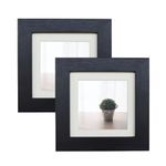 4×4" Photo Frames Black MDF Square Picture Frames for Photos 2.7 X 2.7 inches with Mat or 10x10 cm without Mat, Set of 2 with Acrylic Glass For Wallmounted & Desk Top