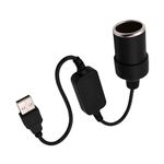 USB 5V USB to 12V Car Cigarette Lighter Socket Female Converter, USB Port Power Converter for Driving Recorder DVR GPS