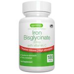 High Absorption Chelated Iron Bisglycinate 20mg with Vitamin C, Gentle Formula, Clean Label & Targeted Release, One Daily, Vegan, 180 Tablets, by Igennus