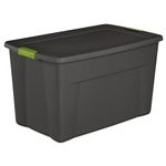 Sterilite Stackable 35 Gallon Storage Tote Box with Latching Container Lid for Home and Garage Space Saving Organization, Gray (4 Pack)