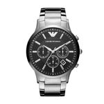 Emporio Armani Watch for Men, Quartz Chronograph Movement, 46 mm Silver Stainless Steel Case with a Stainless Steel Strap, AR2460