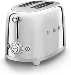 Smeg TSF01SSUK 2 Slice Toaster, Extra Wide Slots, 3 Pre-Set Options, 950W, Stainless Steel