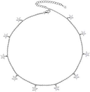 ChicSilver Dainty Women Necklace Star Choker Necklace Hypoallergenic 925 Sterling Silver Chain Short Boho Beach Necklace Trendy Simple Delicate Star Pendant Necklace Handmade Jewelry Gift