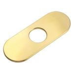 sourcing map 6 Inch Sink Faucet Hole Cover, Stainless Steel Oval Deck Plate Faucet Escutcheon Kitchen Sink Plate for 1 or 3 Holes Kitchen Bathroom Sink, Gold