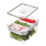 InterDesign IDESIGN Large Tall Produce Storage Bin with 3 Movable Dividers, The Fresh Collection – 7.85” L x 10.5” W x 6” H, Clear Bin