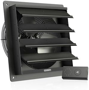 AC Infinity AIRLIFT S12, Shutter Exhaust Fan 12” with 10-Speed Controller, EC Motor - Wall Mount Ventilation and Cooling for Sheds, Attics, Workshops, and Greenhouses