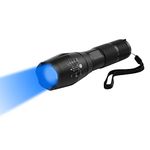 Torch Blue Light, WESLITE Blue LED Flashlight 470nm Blue Beam Torches Blue Light Tactical Torch Zoomable Long Range 1 Mode for Night Visison Fishing Hunting (Battery not Included)