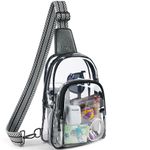 LATMAP Clear Bag for Stadium Events Large Clear Sling Bag for Women Men Crossbody Fanny Pack Backpack Chest Daypack,Guitar-Black