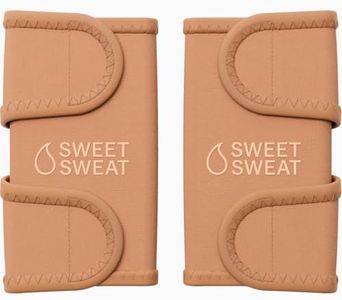 Sports Research Sweet Sweat Arm Trimmers for Men & Women | Increases Heat & Sweat Production to The Bicep Area | Includes Mesh Carrying Bag (Sand, Small)