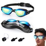 UDKI UV Resistant Swimming Goggles with Earplugs for Youth | Adjustable Strap, Comfort Fit, Non-Leaking, Anti-Fog | Clear Vision, Bright Color Plated | Eye Protection Swim Eyewear for Men & Women