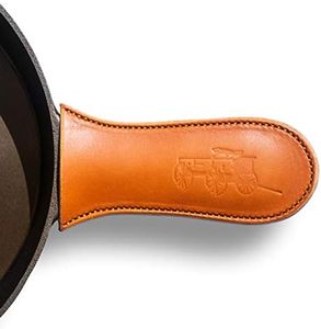 Leather Cast Iron Handle Cover - Extra Thick, Easy to Grip, Heat Resistant, Cast Iron Pot Holders - Best Skillet Handle Cover Works with Vintage Skillets, Lodge, Lancaster and More - Made in The USA