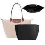 Felt Purse Organizer Insert for Longchamp Le Pliage, Multi-Pocket Bag Insert Organizer With Zipper,Handbag Organizer Insert Wallet Organizer, Folding Tote Bag organizer insert for Longchamp (Black, M)