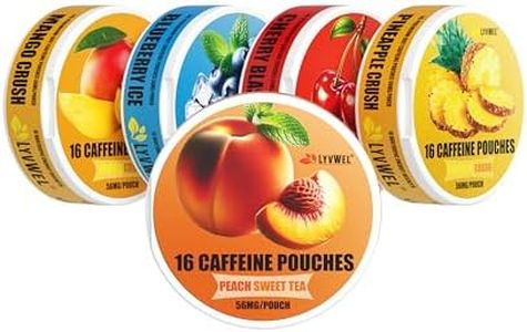 LYVWEL 5-Pack Caffeine Dip Pouches: 16 per Can, 56mg Caffeine, Nicotine-Free, Tobacco-Free Coffee Pouches Boost (Multi-Pack)