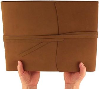 Large Rustic Genuine Leather Photo Album with Gift Box - Scrapbook Style Pages - Holds 400 4x6" or 200 5x7" Photos Brown
