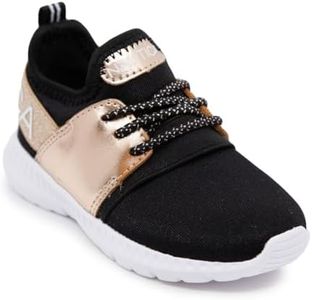 Nautica Kids Sneaker Girls Comfortable Fashion Athletic Slip-On Bungee Running Shoes-Kappil Toddler-Rose Gold Black Size-7