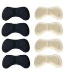 VivoFoot 8 PCs Anti-Slip Heel Grips, Thick Liners & Fillers for Half-Size Too Big or Loose Shoes, Strong-Adhesive Back of Heel Cushion Inserts, Heel Pads to Prevent Heel Slipping Out Black+Beige