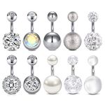 JFORYOU 1/4 Inch Short Belly Button Rings 14G 6mm Stainless Steel Short Belly Navel Button Rings for Women Men, Metal