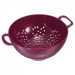 sourcing map Mini Food Colander with Double Handles, Rice Washing Strainer Plastic Fruit Pasta Drainer, Kitchen Food Mesh Colander for Vegetable Fruit-Purple