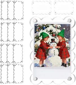 NEUREGY 15 Pack 2.36 x 3.54 Inch Acrylic Fridge Magnetic Frame Scalloped, Double Sided Polaroid Frame, Refrigerator Magnet Picture Frame for Fujifilm Instax Mini