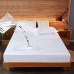 Double Bed Waterproof Mattress Protector Double Bed Fitted Mattress Cover Soft Noiseless Washable Breathable & Vinyl Free Bed Cover Fitted 30cm Deep (Double Size (135x190/200cm))