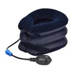 Dimore Inflatable Neck Brace Pillow Cervical Neck Traction Device Adjustable Neck Stretcher,Ideal for Spine Alignment and Chronic Neck Pain Relief. (Blue)