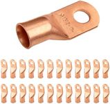 SELTERM 25pcs 4/0 AWG(XL) 1/2" Stud Battery Lugs,Ring Terminals,Heavy Duty Copper Wire Lugs,Battery Cable Ends, 0000 Gauge Ring Terminal Connectors,UL Bare Copper Eyelets Electrical Battery Cable Lugs