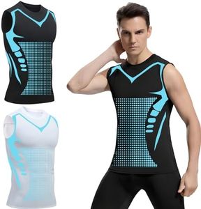 2026 New Version Ionic Shaping Vest, 2 Stück Ionic Shaping Herren Komfortables und Atmungsaktives Eis-Seiden-Gewebe für Männer (DE/NL/SE/PL, Alphanumerisch, 3XL, Regular, Regular, Schwarz und Weiß)