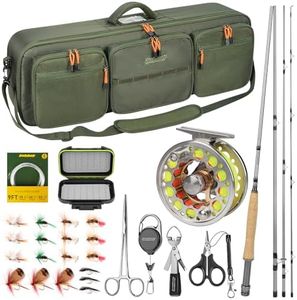 QualyQualy Fly Fishing Rod and Reel Combo Starter Kit,Fly Rod Carrier Bag Fits 4 Piece Lightweight Travel Fly Rod with CNC-Machined Reel 5/6, Fly Fishing Flies & Tools