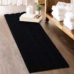 Black Bath Mat - Large Soft Bathroom Rugs Non-Slip Thick Shaggy Floor Cover Water Absorbent Quick Drying Shower Carpet for Toilet Kitchen Door Way, 60" x 24", 1 Pc