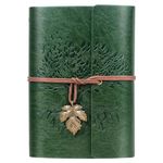 Billtigif PU Leather Journal Notebook, Refillable Travel Writing Journals Diary, Gifts for Women, Men, Teen Girls and Boys, 100GSM Lined Paper,160 Pages (Green, A6 5.1" x 7.2")