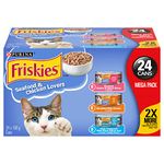 Purina Friskies Seafood & Chicken Lovers Wet Cat Food Variety Pack 24 x 156g Cans, Brown (45078)