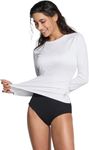 TSLA Women's UPF 50+ Long Sleeve Swim Shirt, UV/Sun Protection Rash Guard, Regular-Fit Quick Dry Water Shirts FSS44-WHT_Large